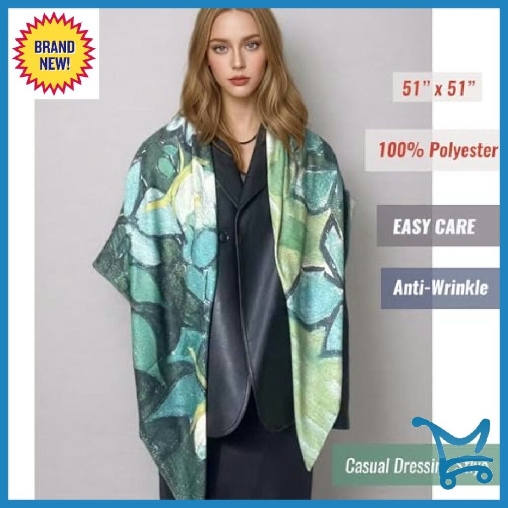 Oversized 51x51 Cashmere-Soft Pashmina Wrap Travel Blanket Shawl - Picture 8 of 8